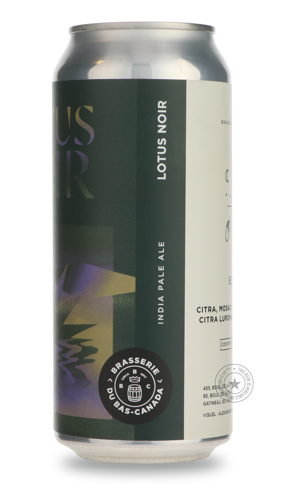 Brasserie du Bas-Canada- Lotus Noir-IPA- Only @ Beer Republic - The best online beer store for American & Canadian craft beer - Buy beer online from the USA and Canada - Bier online kopen - Amerikaans bier kopen - Craft beer store - Craft beer kopen - Amerikanisch bier kaufen - Bier online kaufen - Acheter biere online - IPA - Stout - Porter - New England IPA - Hazy IPA - Imperial Stout - Barrel Aged - Barrel Aged Imperial Stout - Brown - Dark beer - Blond - Blonde - Pilsner - Lager - Wheat - Weizen - Amber