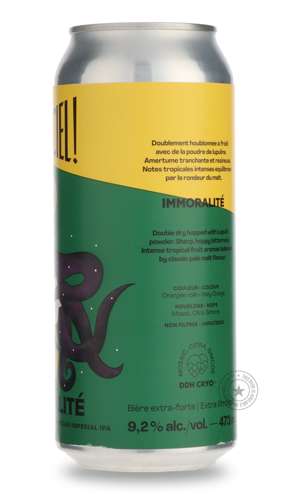 Dieu du Ciel- Immoralité-IPA- Only @ Beer Republic - The best online beer store for American & Canadian craft beer - Buy beer online from the USA and Canada - Bier online kopen - Amerikaans bier kopen - Craft beer store - Craft beer kopen - Amerikanisch bier kaufen - Bier online kaufen - Acheter biere online - IPA - Stout - Porter - New England IPA - Hazy IPA - Imperial Stout - Barrel Aged - Barrel Aged Imperial Stout - Brown - Dark beer - Blond - Blonde - Pilsner - Lager - Wheat - Weizen - Amber - Barley W