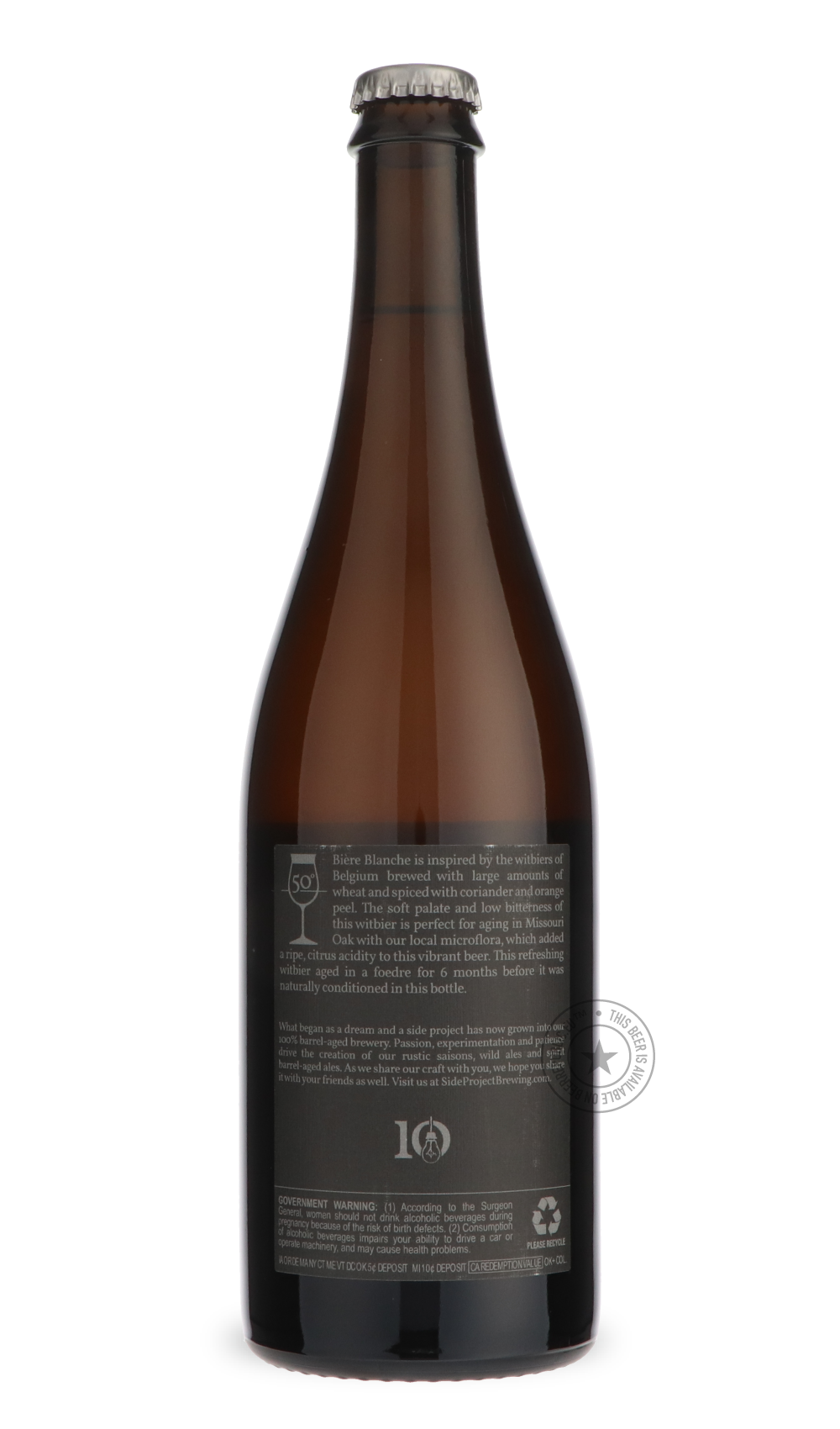 -Side Project- Bière Blanche - 10 Year-Sour / Wild & Fruity- Only @ Beer Republic - The best online beer store for American & Canadian craft beer - Buy beer online from the USA and Canada - Bier online kopen - Amerikaans bier kopen - Craft beer store - Craft beer kopen - Amerikanisch bier kaufen - Bier online kaufen - Acheter biere online - IPA - Stout - Porter - New England IPA - Hazy IPA - Imperial Stout - Barrel Aged - Barrel Aged Imperial Stout - Brown - Dark beer - Blond - Blonde - Pilsner - Lager - Wh