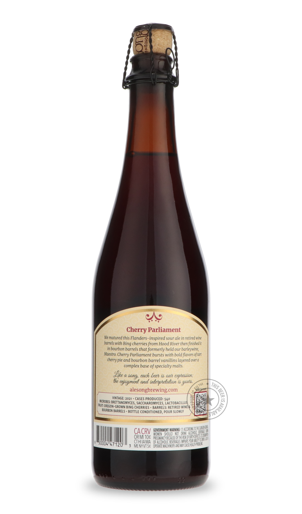 -Alesong- Cherry Parliament 2021-Sour / Wild & Fruity- Only @ Beer Republic - The best online beer store for American & Canadian craft beer - Buy beer online from the USA and Canada - Bier online kopen - Amerikaans bier kopen - Craft beer store - Craft beer kopen - Amerikanisch bier kaufen - Bier online kaufen - Acheter biere online - IPA - Stout - Porter - New England IPA - Hazy IPA - Imperial Stout - Barrel Aged - Barrel Aged Imperial Stout - Brown - Dark beer - Blond - Blonde - Pilsner - Lager - Wheat - 