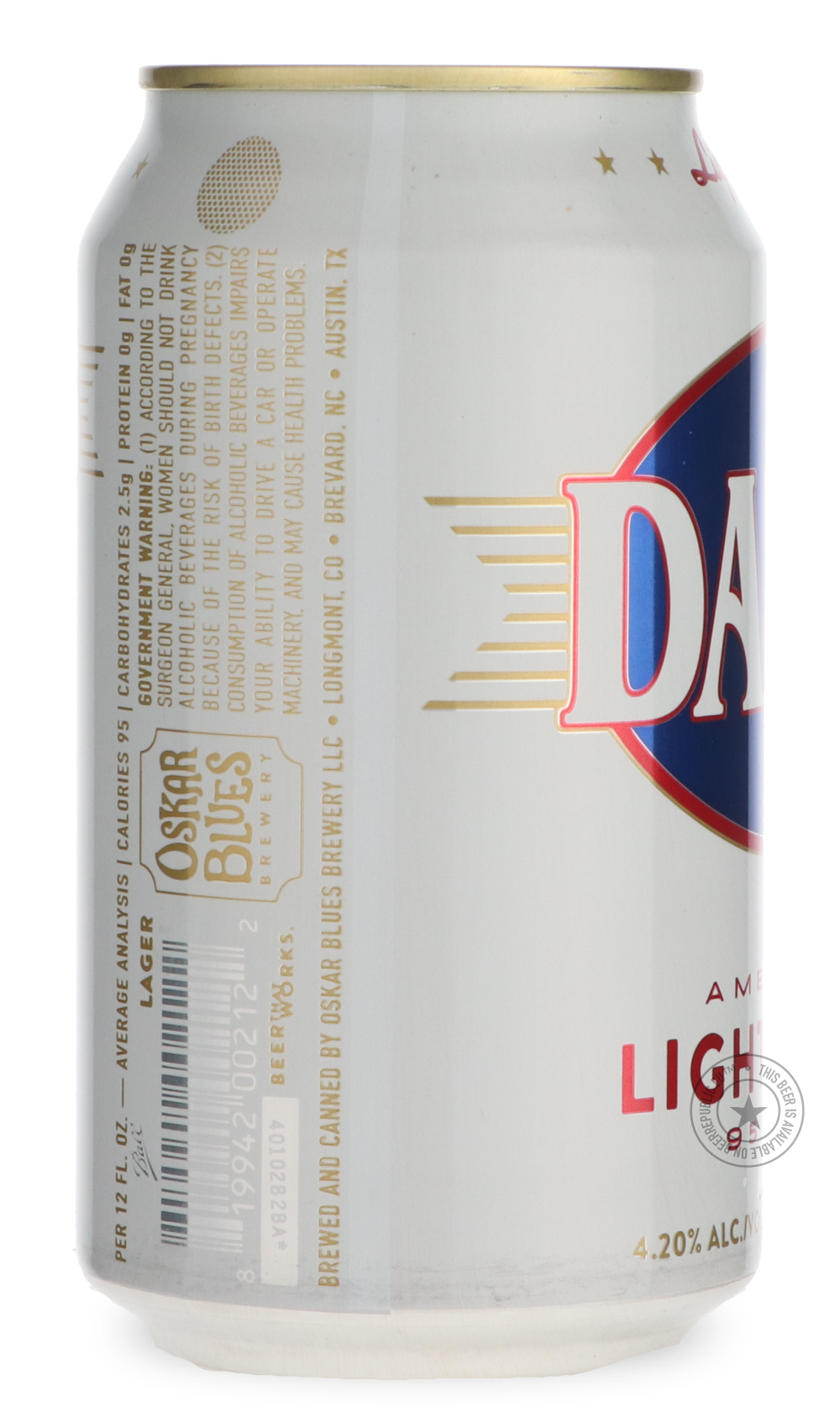 Oskar Blues- Dale's Light Lager-Pale- Only @ Beer Republic - The best online beer store for American & Canadian craft beer - Buy beer online from the USA and Canada - Bier online kopen - Amerikaans bier kopen - Craft beer store - Craft beer kopen - Amerikanisch bier kaufen - Bier online kaufen - Acheter biere online - IPA - Stout - Porter - New England IPA - Hazy IPA - Imperial Stout - Barrel Aged - Barrel Aged Imperial Stout - Brown - Dark beer - Blond - Blonde - Pilsner - Lager - Wheat - Weizen - Amber - 