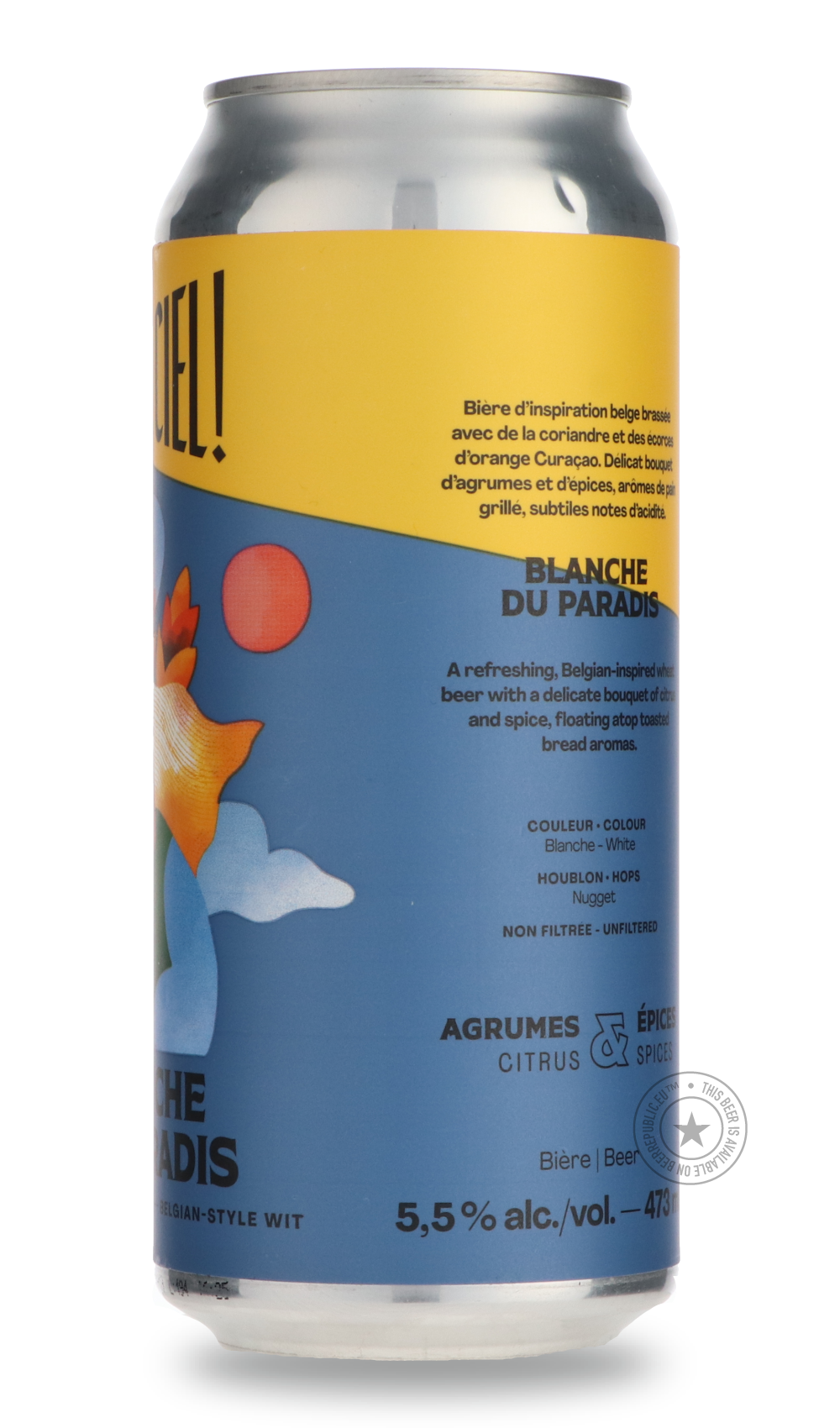 -Dieu du Ciel- Blanche du Paradis-Pale- Only @ Beer Republic - The best online beer store for American & Canadian craft beer - Buy beer online from the USA and Canada - Bier online kopen - Amerikaans bier kopen - Craft beer store - Craft beer kopen - Amerikanisch bier kaufen - Bier online kaufen - Acheter biere online - IPA - Stout - Porter - New England IPA - Hazy IPA - Imperial Stout - Barrel Aged - Barrel Aged Imperial Stout - Brown - Dark beer - Blond - Blonde - Pilsner - Lager - Wheat - Weizen - Amber 